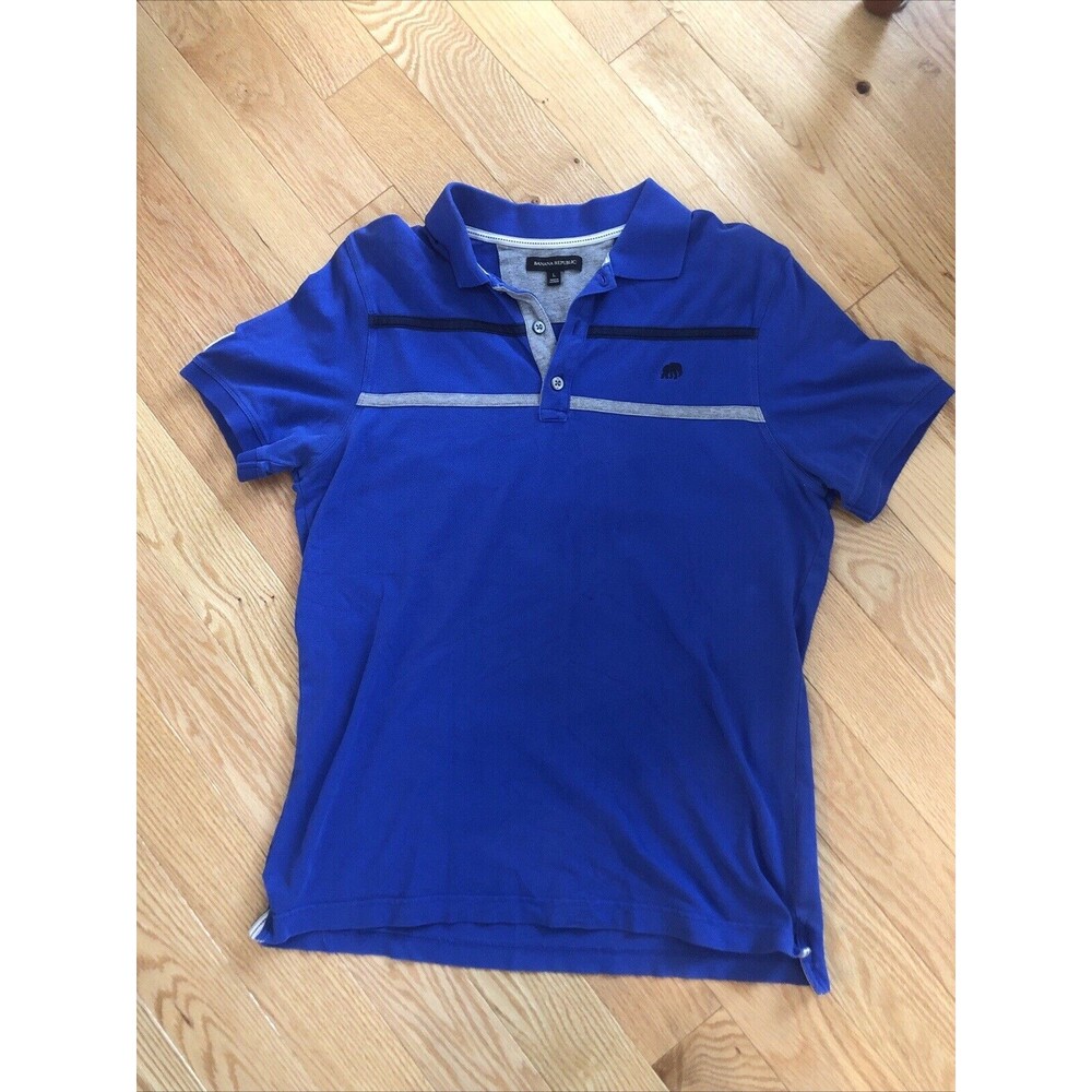 Banana Republic Men's Size Large Blue Short Sleeve Polo Shirt 3 Button